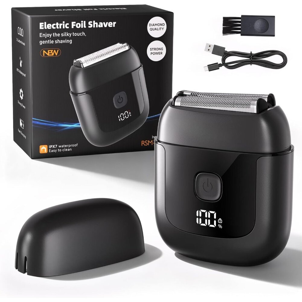 Mini Electric Foil Razor 3 Blade IPX7 Waterproof USB-C Travel Shaver